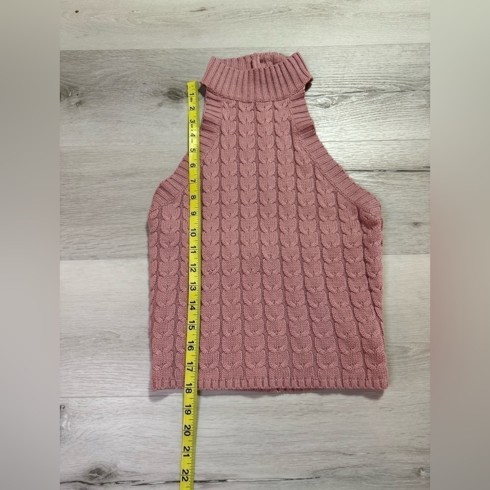Black Label By C’EST Toi Pink Cable Knit Legging and Halter Top Set, Size Small - Picture 15 of 16